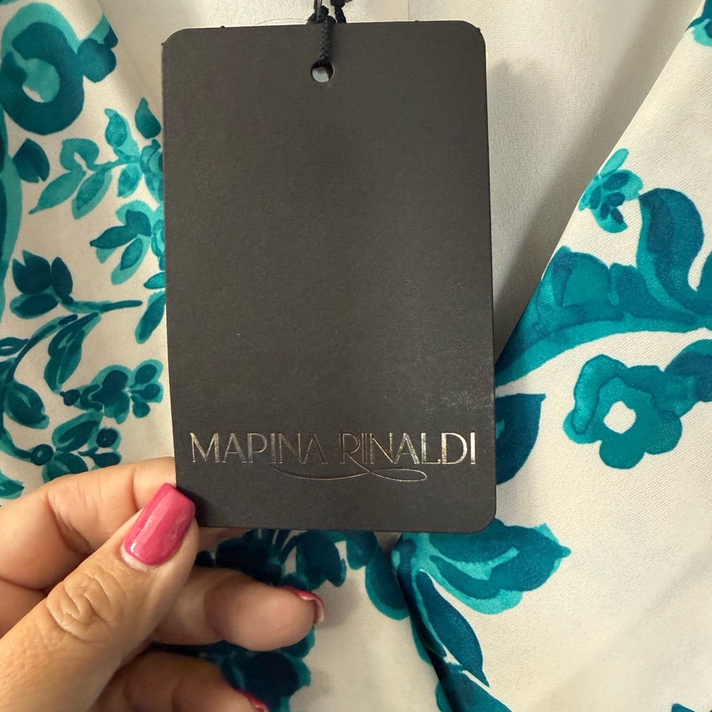 MARINA RINALDI DOMANDA Wrap Midi Dress in Teal Floral Print NWT 20 - Picture 13 of 13